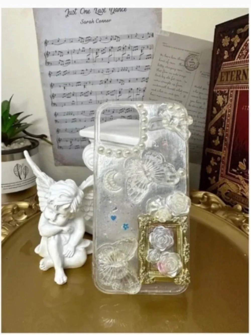 iPhone 12/12pro Baroque Butterfly and angel Phone Case, Handmade case